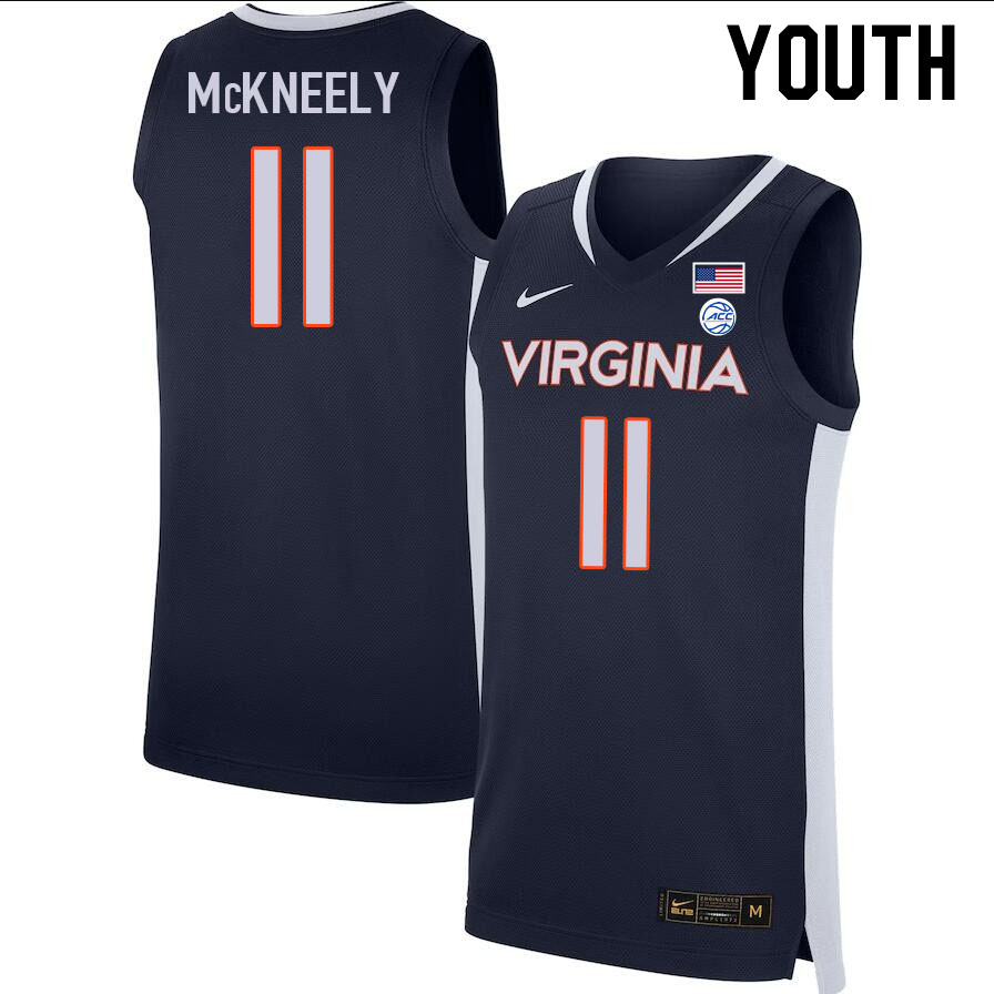Youth #11 Isaac McKneely Virginia Cavaliers College 2022-23 Stitched Basketball Jerseys Sale-Navy